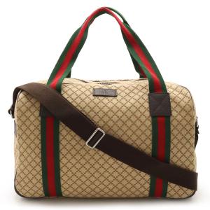 GUCCI グッチ ディアマンテ シェリーライン ボストンバッグ トートバッグ 2WAY ショルダーバッグ キャンバス ベージュ｜blumin