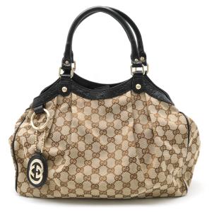 GUCCI グッチ スーキー GGキャンバス グッチシマ トートバッグ ハンドバッグ レザー カーキ...