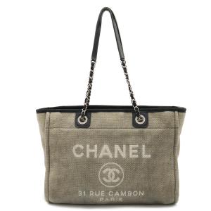 CHANEL シャネル ドーヴィルライン ミディアムトートMM トートバッグ ショルダーバッグ チェーンショルダー グレー｜blumin