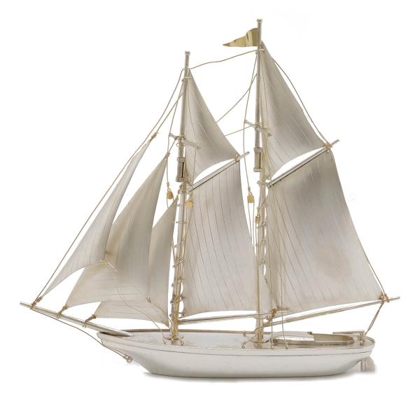 帆船 ヨット Sailing ship オブジェ 置物 インテリア 模型 スターリングシルバー 19...