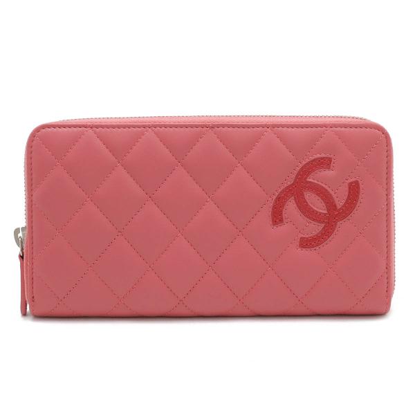 CHANEL シャネル シンプリーCC ココマーク ラウンドファスナー 長財布 レザー エナメル ピ...
