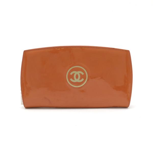 CHANEL シャネル メイクアップ ココマーク ラウンドファスナー 長財布 エナメル パテントレザ...