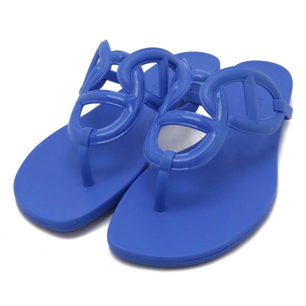 HERMES エルメス エジェリ シェーヌダンクル ビーチサンダル トングサンダル ラバー ブルー ...