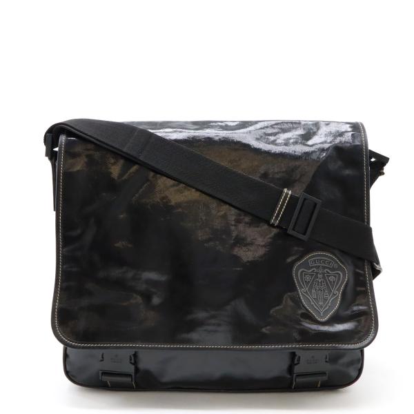 GUCCI グッチ クレストエンブレム ショルダーバッグ メッセンジャーバッグ 斜め掛け コーティン...