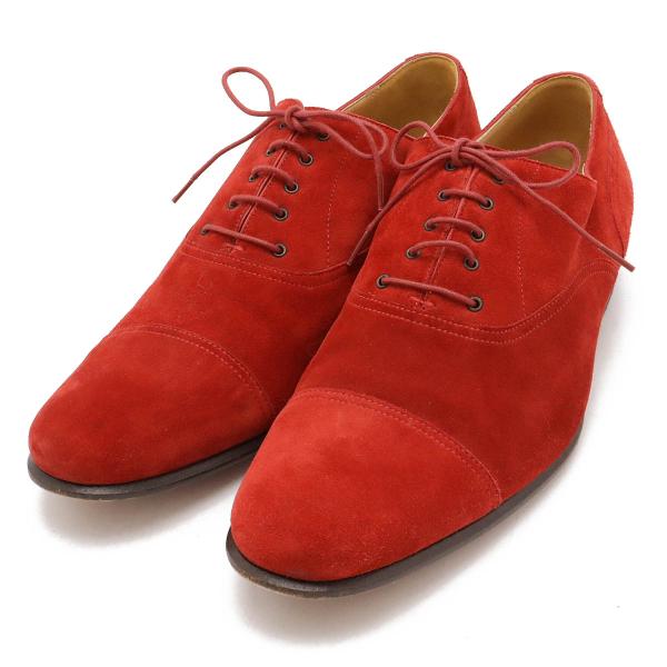 HERMES エルメス レースアップシューズ ドレスシューズ メンズ スエード レッド 赤 #40 ...