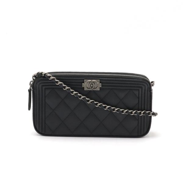 CHANEL シャネル ボーイシャネル マトラッセ ココマーク チェーンウォレット ショルダーバッグ...