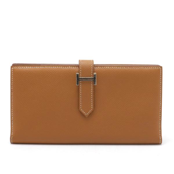 HERMES エルメス ベアンスフレ 2つ折長財布 二つ折り長財布 ヴォーエプソン レザー キャメル...