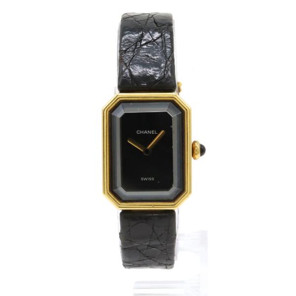 CHANEL シャネル プルミエール K18YG 750 イエローゴールド 革ベルト レディース 腕...