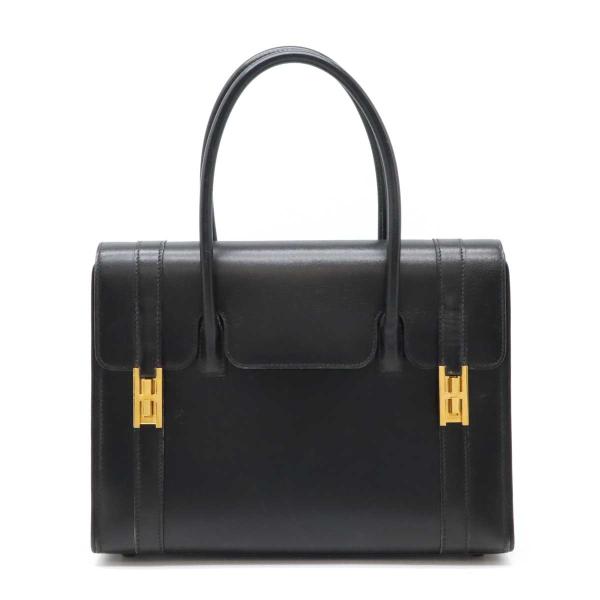 HERMES エルメス ドラッグ27 ハンドバッグ ボックスカーフ BOXカーフ レザー ブラック ...