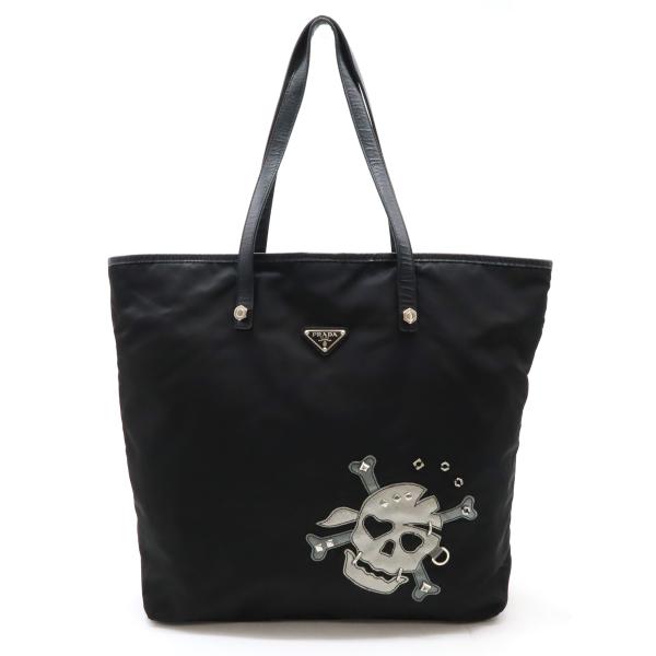 PRADA プラダ スカル トートバッグ ラージトート ショルダーバッグ ドクロモチーフ スタッズ ...