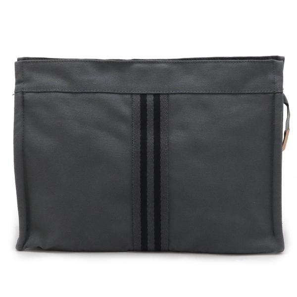 HERMES エルメス フールトゥ クラッチバッグ セカンドバッグ ポーチ キャンバス レザー グレ...