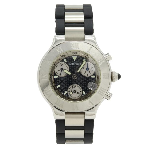 Cartier カルティエ マスト21 ヴァンテアン クロノスカフ クロノグラフ SS ラバー メン...