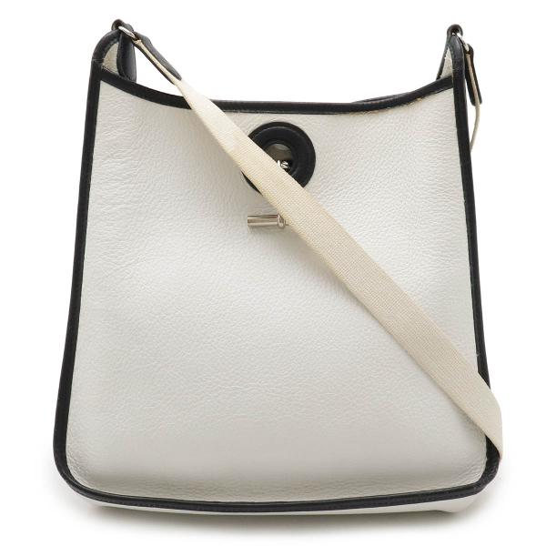 HERMES エルメス ヴェスパPM ショルダーバッグ ワンショルダー レザー ホワイト 白 ブラッ...