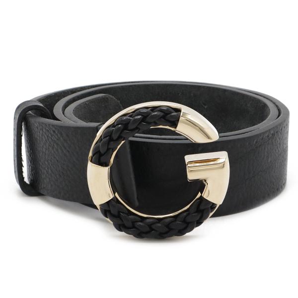 GUCCI グッチ Gバックル ベルト レザー ブラック 黒 ゴールド金具 #80 233233