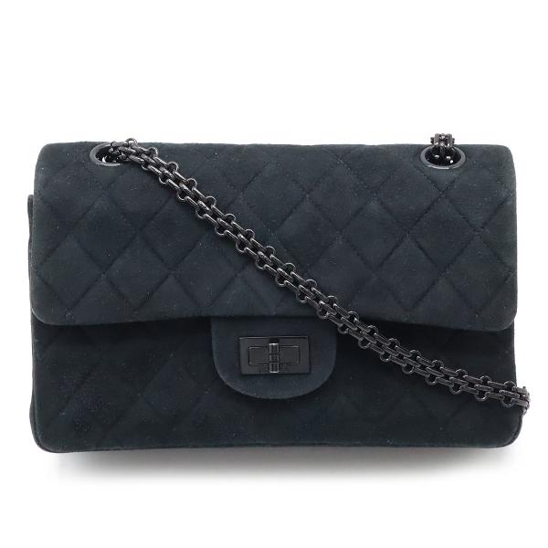 CHANEL シャネル 2.55 マトラッセ Wフラップ チェーンショルダー ショルダーバッグ スエ...
