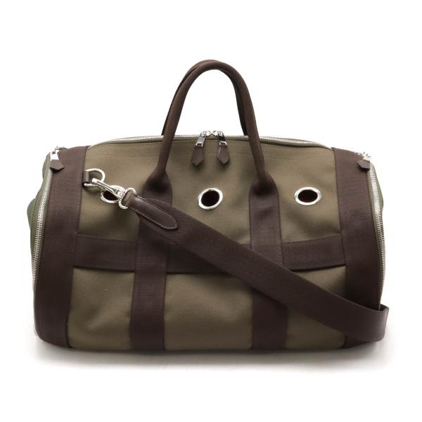 HERMES エルメス ドッグ キャリーバッグ 犬 猫 ペット ボストンバッグ 2WAY ショルダー...