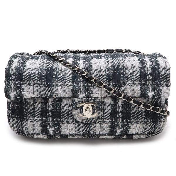 CHANEL シャネル ツイードプリント ココマーク チェーンショルダー ショルダーバッグ ナイロン...