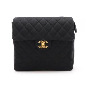 CHANEL シャネル マトラッセ ココマーク チェーンショルダー バックパック リュックサック コットンジャージー レザー ブラック
