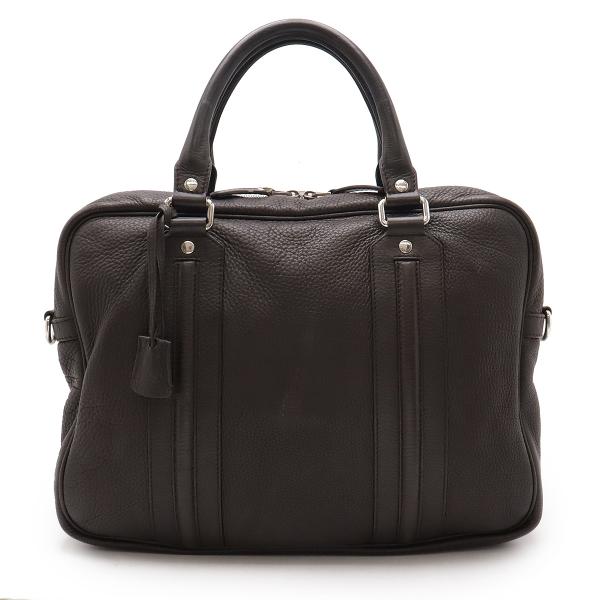 GUCCI グッチ ビジネスバッグ 書類カバン ブリーフケース レザー ダークブラウン 茶 シルバー...