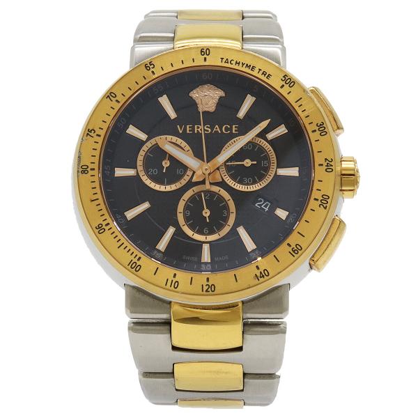 VERSACE ヴェルサーチ ミスティックスポーツ クロノグラフ デイト ブラック文字盤 SS GP...
