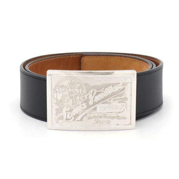 LOUIS VUITTON ルイ ヴィトン サンチュール ジーンズ ベルト レザー ブラック 黒 メ...