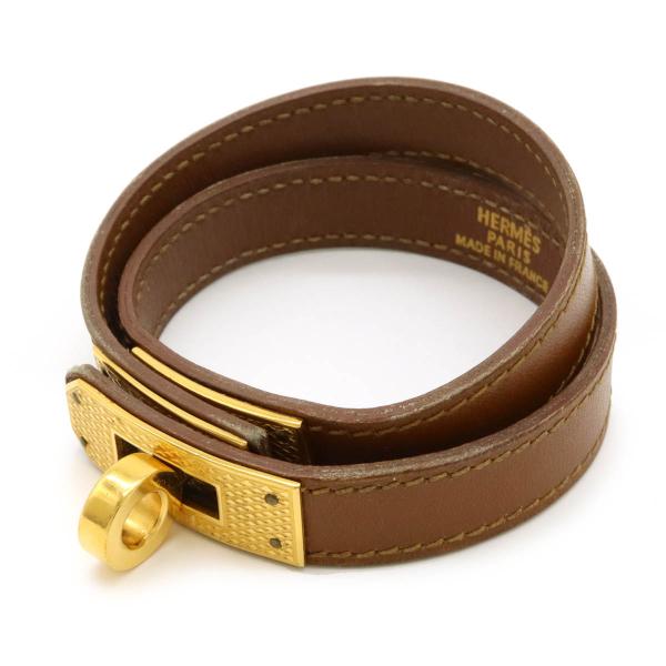 HERMES エルメス ケリー ドゥブルトゥール ブレスレット 2連ブレス 2重巻き レザー ブラウ...