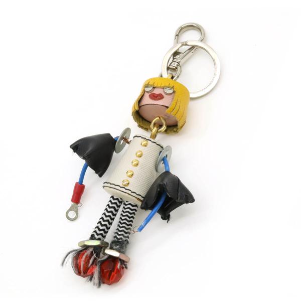 PRADA プラダ ロボット キーホルダー バッグチャーム キーリング レザー イエロー ブラック ...