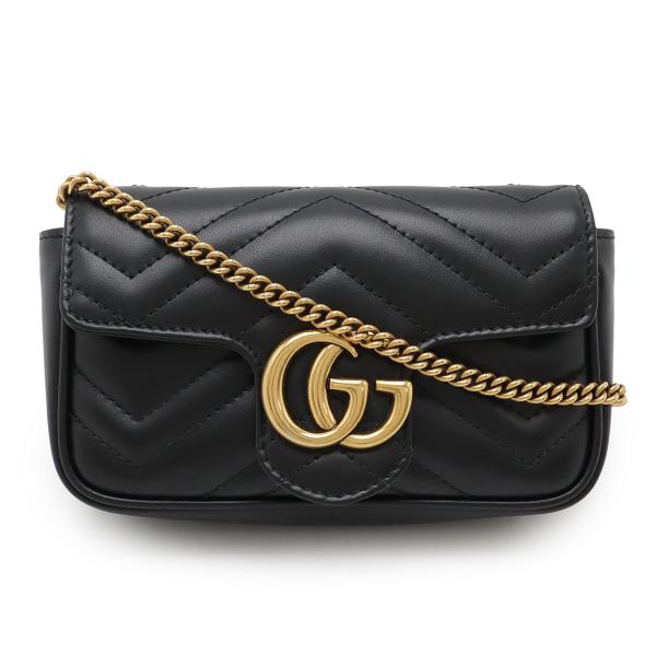 GUCCI グッチ GGマーモント スーパーミニバッグ チェーンショルダーバッグ ポシェット ブラッ...