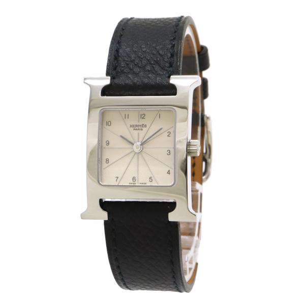 HERMES エルメス Hウォッチ シルバー文字盤 SS ベルト レディース クォーツ 腕時計 HH...