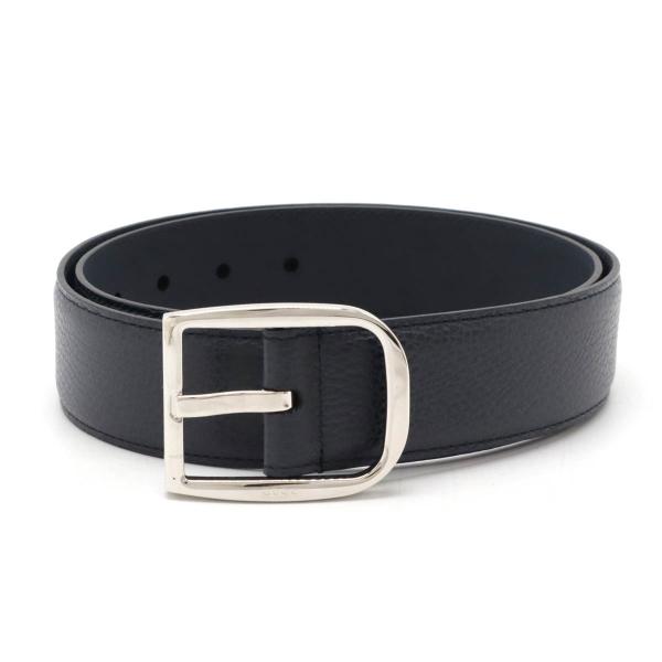 GUCCI グッチ ベルト レザー ダークネイビー 濃紺 #85 シルバー金具 アウトレット品 44...