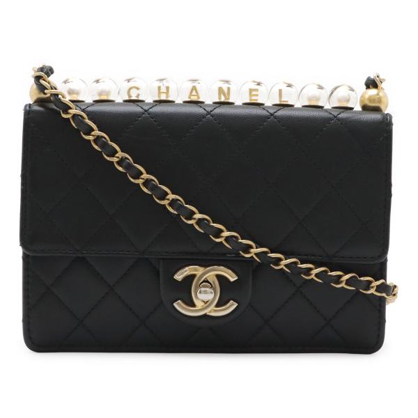 CHANEL シャネル マトラッセ ココマーク クリアパール チェーンショルダーバッグ フラップバッ...