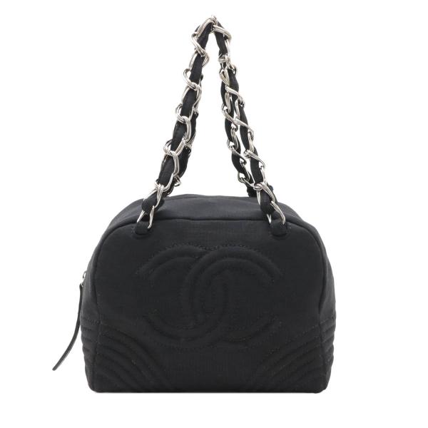 CHANEL シャネル ココマーク チェーンショルダー ショルダーバッグ セミショルダー コットンジ...