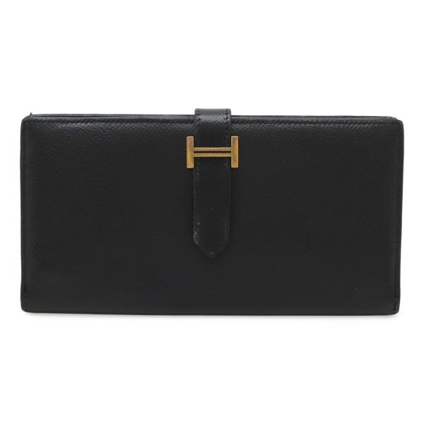 HERMES エルメス ベアンスフレ 2つ折長財布 二つ折り長財布 ヴォーエプソン レザー ブラック...