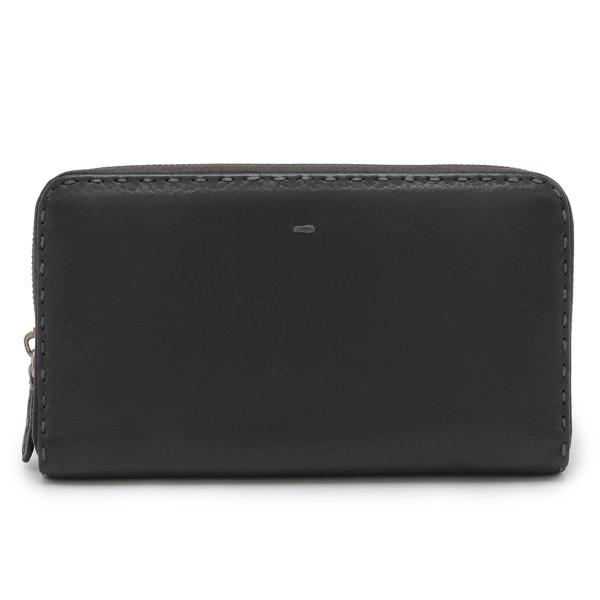 FENDI フェンディ セレリア ロングウォレット 長財布 ラウンドファスナー レザー グレー シル...