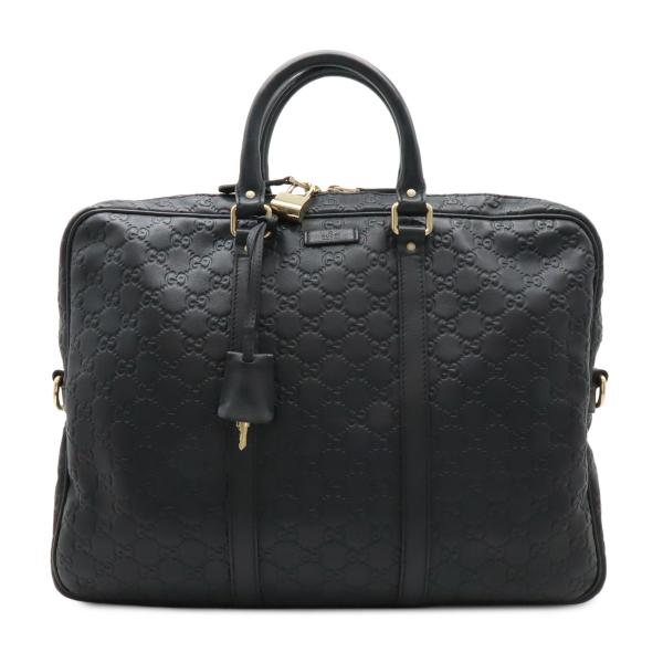 GUCCI グッチ グッチシマ ビジネスバッグ ブリーフケース 書類カバン レザー ブラック 黒 ゴ...