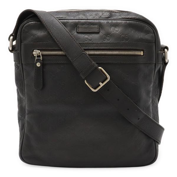 GUCCI グッチ グッチシマ ショルダーバッグ 斜め掛け レザー ブラック 黒 ゴールド金具 20...