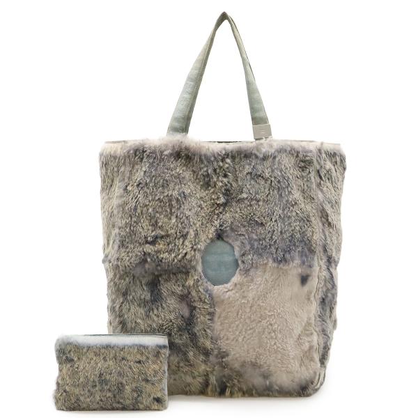 CHANEL シャネル ラパン ラビットファー ココマーク トートバッグ ファートート スエード グ...