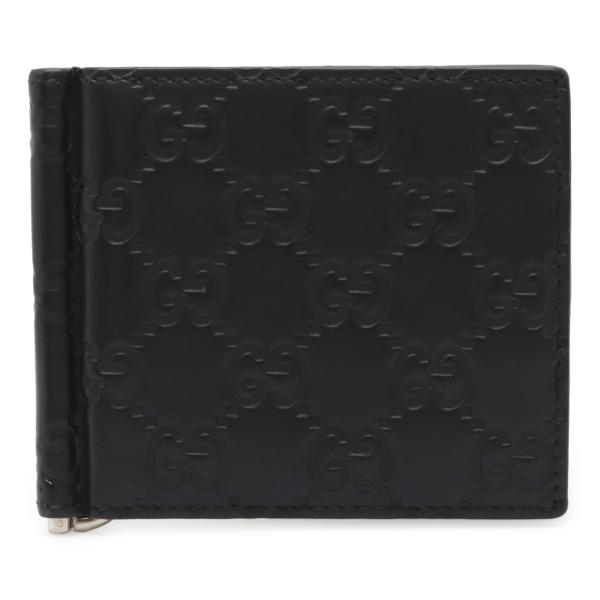 GUCCI グッチ グッチシマ 2つ折札入れ 二つ折り財布 カードケース マネークリップ付き ビルク...