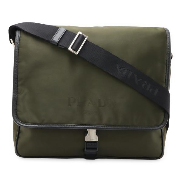 PRADA プラダ  ナイロン ショルダーバッグ メッセンジャーバッグ 斜め掛け カーキ 緑 シルバ...