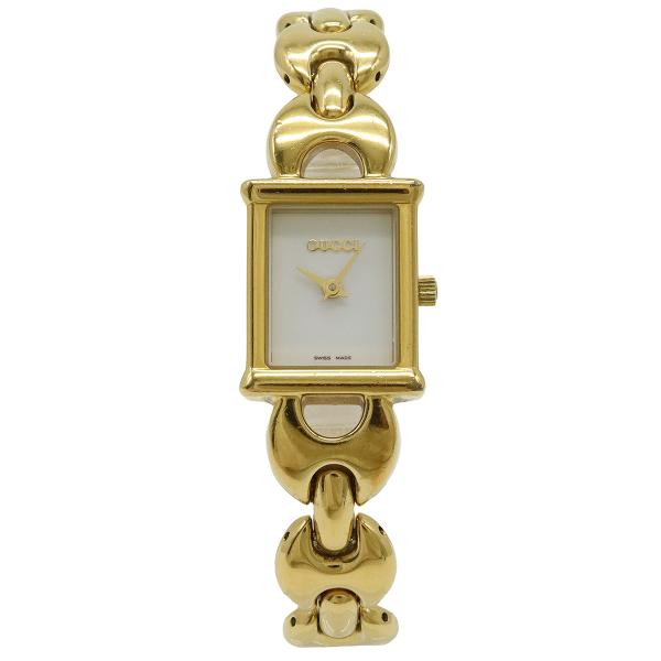 GUCCI グッチ ホワイト文字盤 GP レディース QZ クォーツ 腕時計 1800L