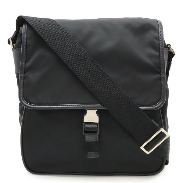PRADA プラダ ショルダーバッグ メッセンジャーバッグ 斜め掛け ナイロン レザー NERO 黒...