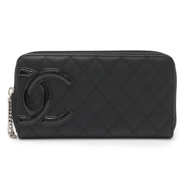 CHANEL シャネル カンボンライン ココマーク ラウンドファスナー 長財布 ソフトカーフ レザー...