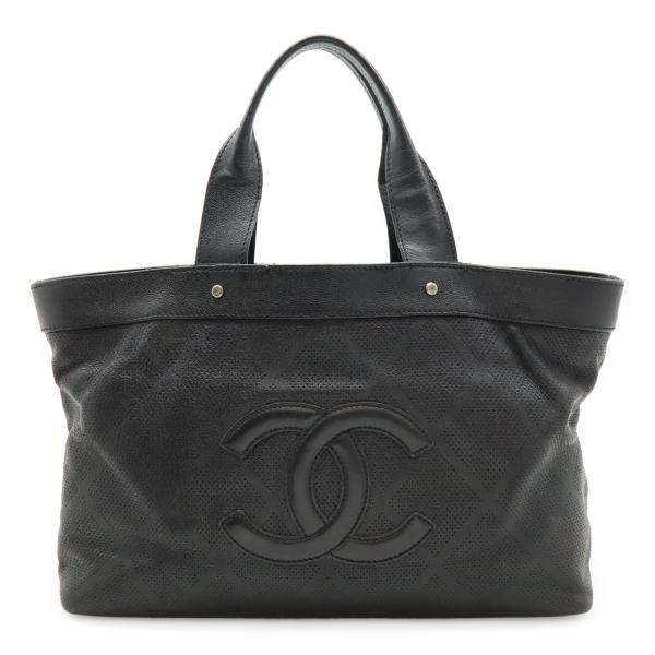 CHANEL シャネル ココマーク パンチング メッシュ トートバッグ ショルダーバッグ セミショル...