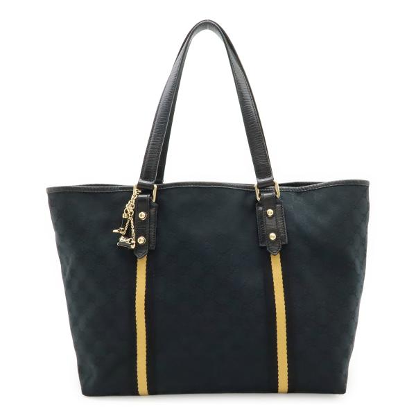 GUCCI グッチ GGキャンバス シェリーライン トートバッグ ショルダーバッグ 肩掛け ブラック...