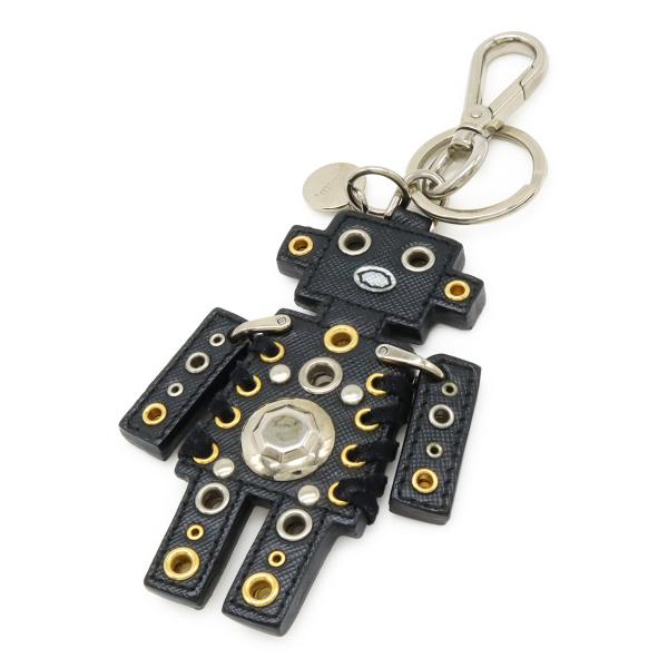PRADA プラダ ロボット トリック キーホルダー バッグチャーム キーリング レザー NERO ...