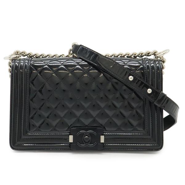CHANEL シャネル ボーイシャネル マトラッセ ココマーク チェーンショルダーバッグ エナメル ...