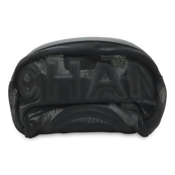 CHANEL シャネル ロゴ メッシュ ボディバッグ ウエストポーチ ウエストバッグ ナイロン ブラ...