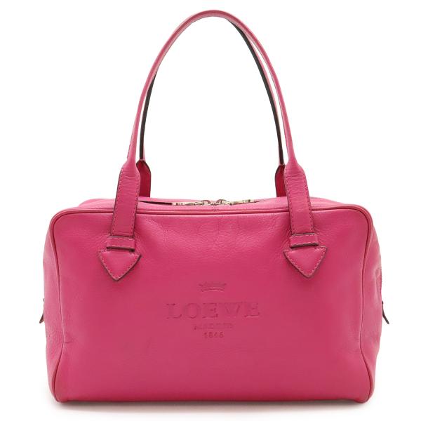 LOEWE ロエベ ヘリテージ ミニボストンバッグ ハンドバッグ レザー フューシャ ピンク ゴール...