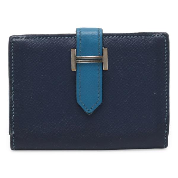 HERMES エルメス ベアン カードケース 名刺入れ パスケース ヴォーエプソン バイカラー ブル...