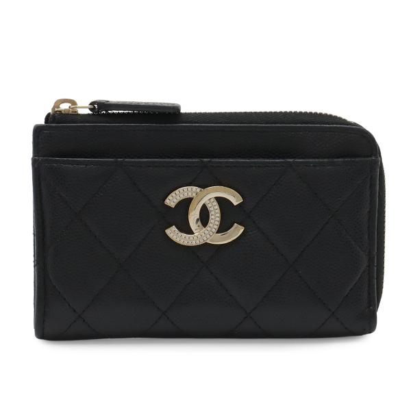 CHANEL シャネル マトラッセ ココマーク フラグメントケース コインケース 小銭入れ L字ファ...